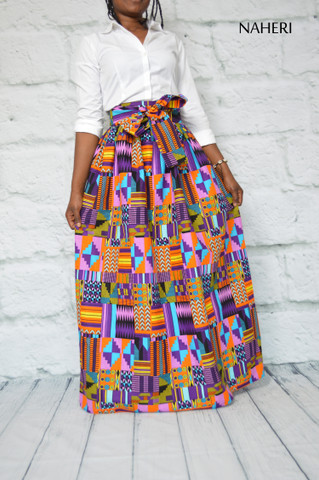 African print maxi skirt kente cotton African fashion naheri 