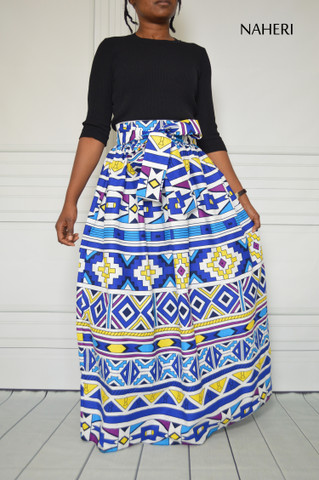 African print skirt MIMI white tribal print maxi skirt naheri