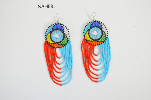 African handmade infinity earrings multicolored jewelry naheri
