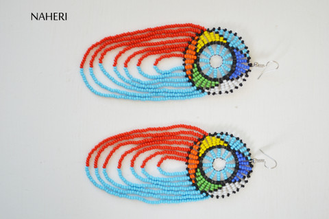 African handmade infinity earrings multicolored jewelry naheri