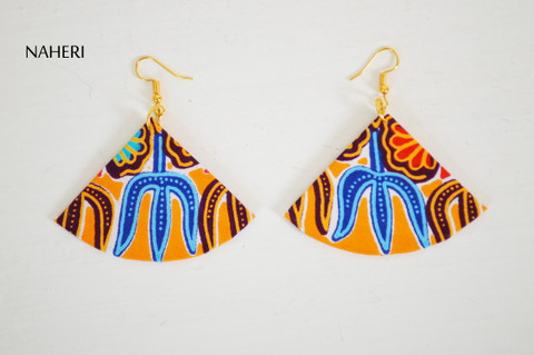 Mustard dashiki earrings fan shape jewelry naheri