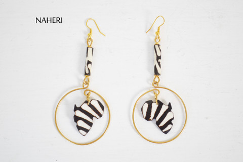 African inspired bone earrings brass wire jewelry naheri