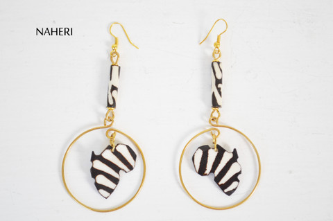 African inspired bone earrings brass wire jewelry naheri