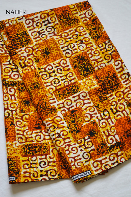 African print fabric tribal brown Naheri