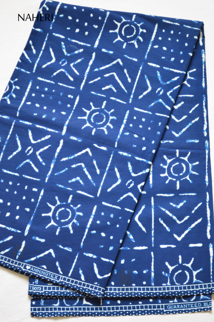 African print fabric tribal blue and white Naheri