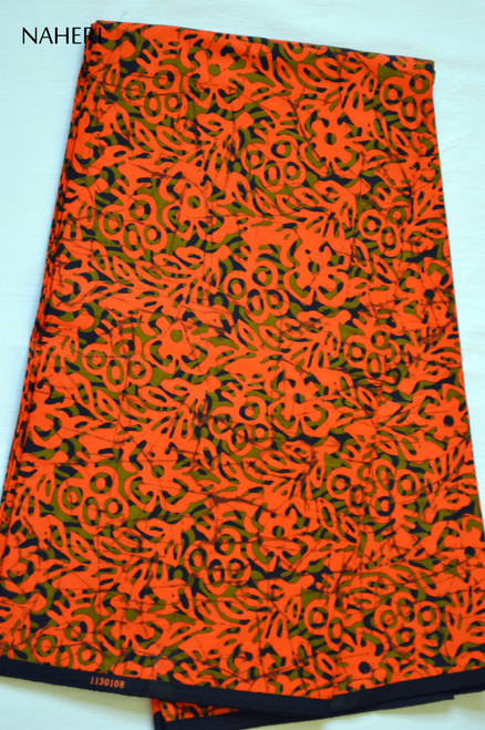 African print fabric batik pattern orange Naheri