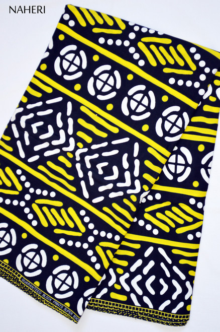African print fabric tribal print lines and dots Naheri