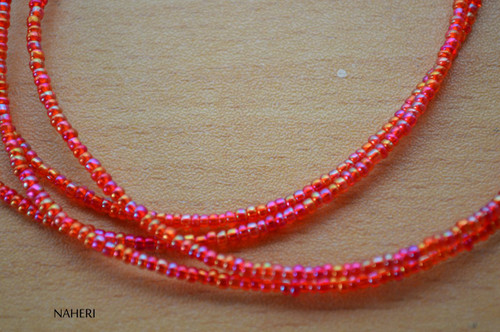 African inspired chameleon pink beaded waist beads