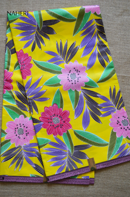 African print fabric yellow floral Naheri