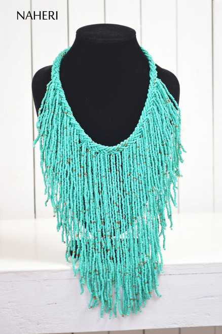 turquoise fringe necklace