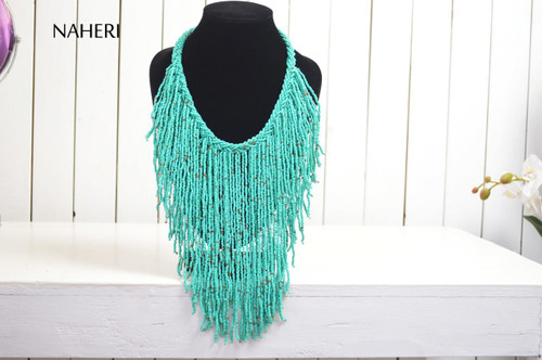 beaded turquoise blue necklace African jewelry
