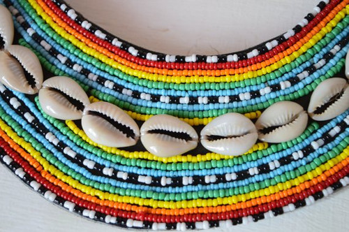 African collar necklace multicolored tribal jewelry | NAHERI