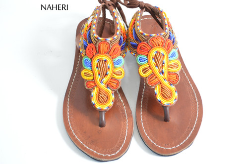 African beaded summer sandals multicolored handmade sandals - ASALI ...