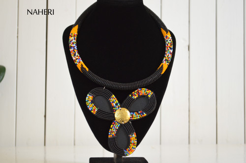 African beaded zulu pendant necklace naheri black jewelry