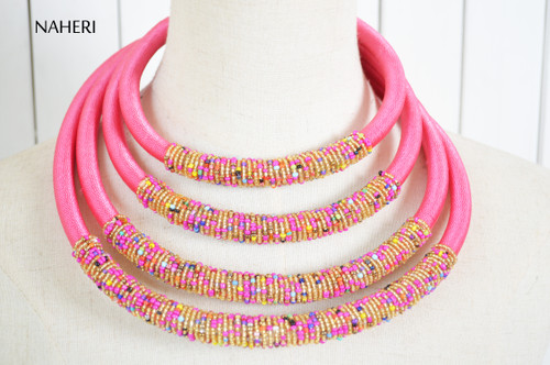 Wet Seal Ladies Hot Pink Graduated Lucite Beaded Close-Fitting Choker  Necklace 16