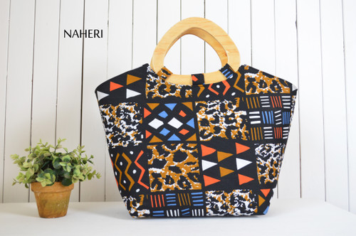 African tribal animal print handbag D handles African accessories naheri