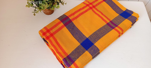 African Maasai Shuka yellow plaid