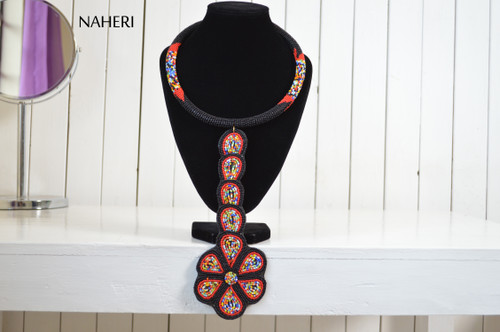 African jewelry beaded black necklace tribal naheri