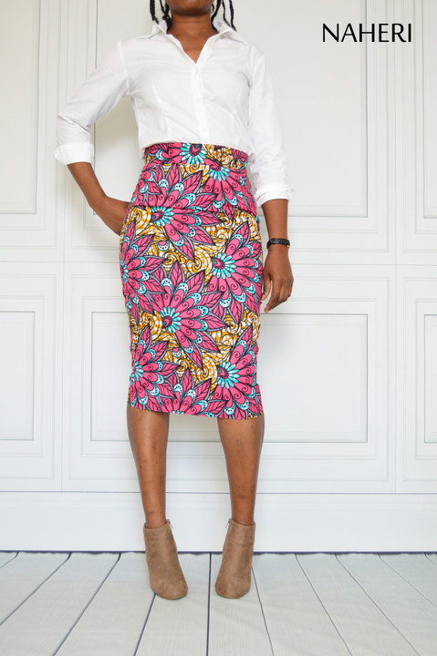 African pencil skirt - NINA ankara fabric midi skirt