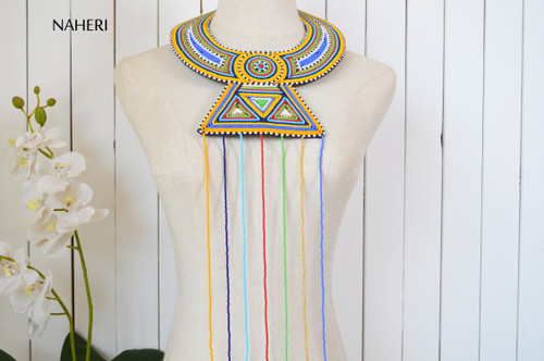 African beaded tribal necklace multicolored African fashion jewelry naheri