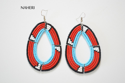 African beaded earrings tribal hoop earrings African fashion naheri