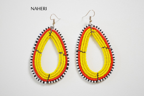 African beaded earrings tribal hoops trendy jewelry tribal naheri