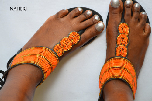 African maasai beaded sandals handmade - FANA by Naheri