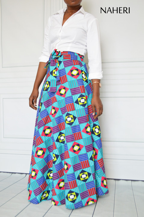 African print skirt - SAWIA maxi wrap skirt tribal Naheri