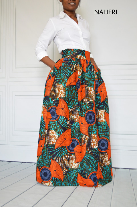 African print skirt - MIMI print trendy maxi skirt Naheri