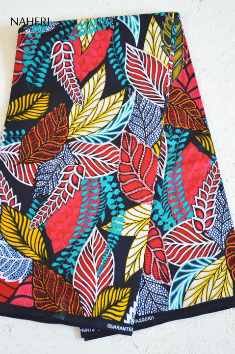 African print fabric floral leaves Naheri