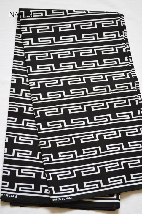 African print fabric black and white Naheri