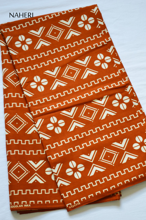 African print fabric tribal brown and cream Naheri