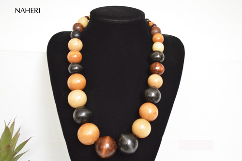  African inspired necklace four color beads Naheri