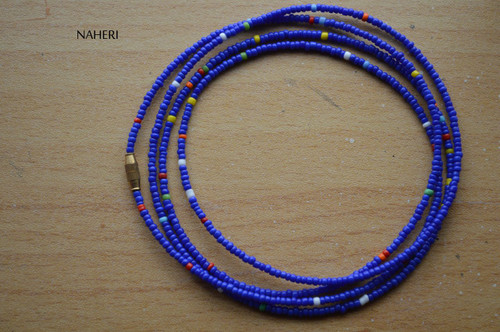 African dark blue with mixed color waist beads