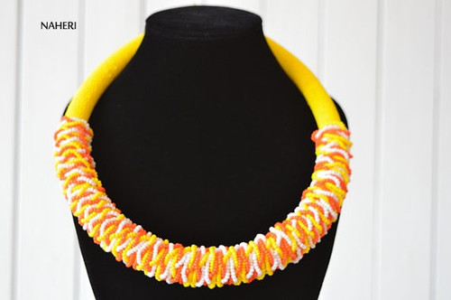 African inspired round beaded necklace