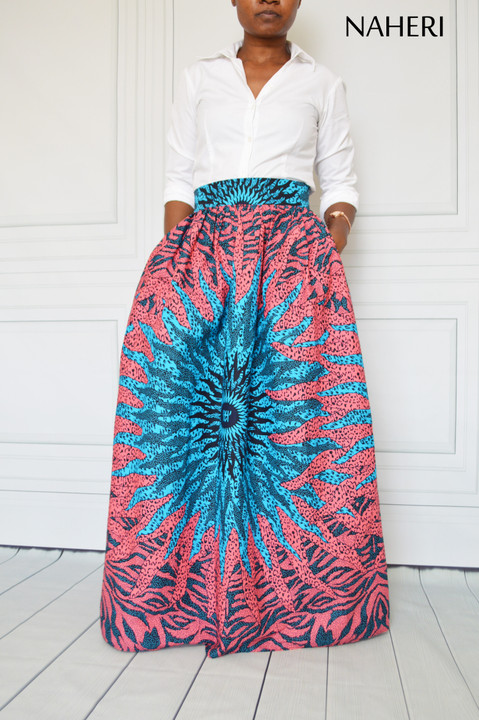 African print maxi skirt starburst clothing ankara