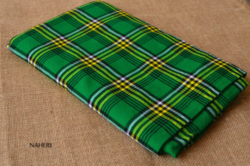 Plaid African maasai shuka green and yellow 