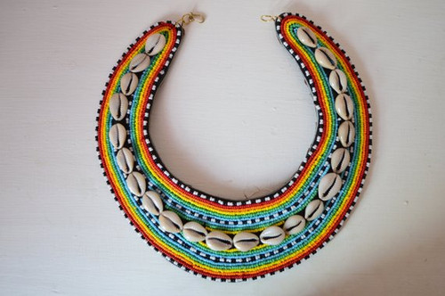 Handmade African sea shells necklace bib collar