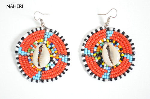 African zulu maasai earrings with cowrie shell African jewelry