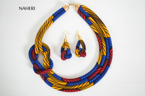 African prints rope necklace tribal handmade fabric neck piece
