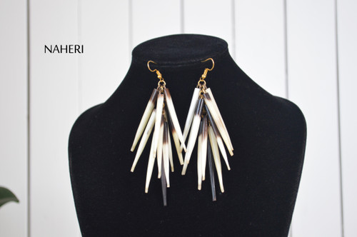 African quill earrings tribal jewelry by naheri