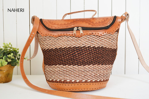 Terracotta Geometric Sisal Basket Bag — Meadow Collective