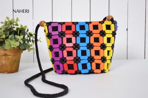 African beaded sling bag handmade cross body bag NAHERI
