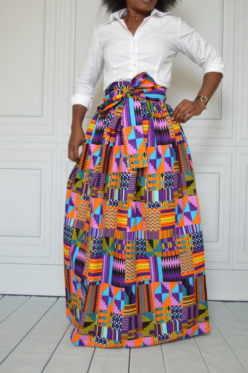 【PORTERNA】Nerin long skirt African print skirt - MIMI kente maxi skirt | NAHERI