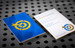 45pt White Cotton Business Cards with Blue & Gold Foil Stamping and Debossing and Gold Colored Edges