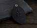 Spot UV die cut leaf hang tags on matte black | printshaQ