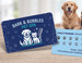 business card for Bark and Bubbles Pet Spa featuring a dog and cat logo with a built-in 10th grooming free loyalty reward program on the back.