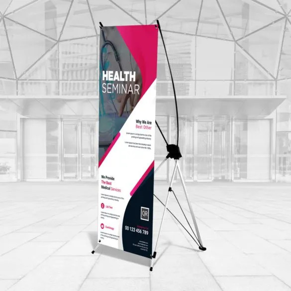 X-Style Banner Stands with 13oz Vinyl | Collapsible Display with