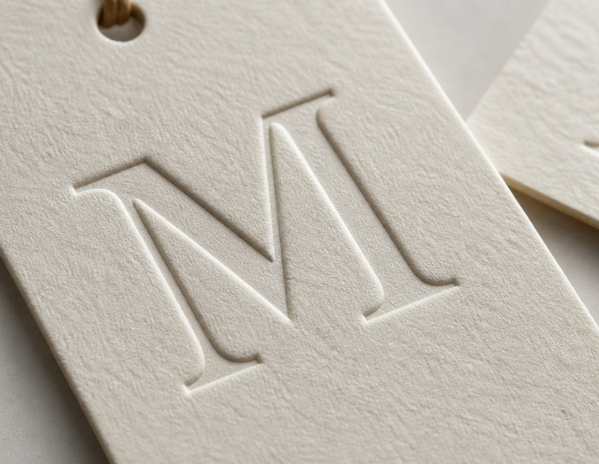 Embossed bookmark featuring 01 custom ivory deep blind monogram | printshaQ