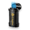 El-Septimo Classic Torch Flame Quad Jet Cigar Lighter - Black - Exterior Front with Flame